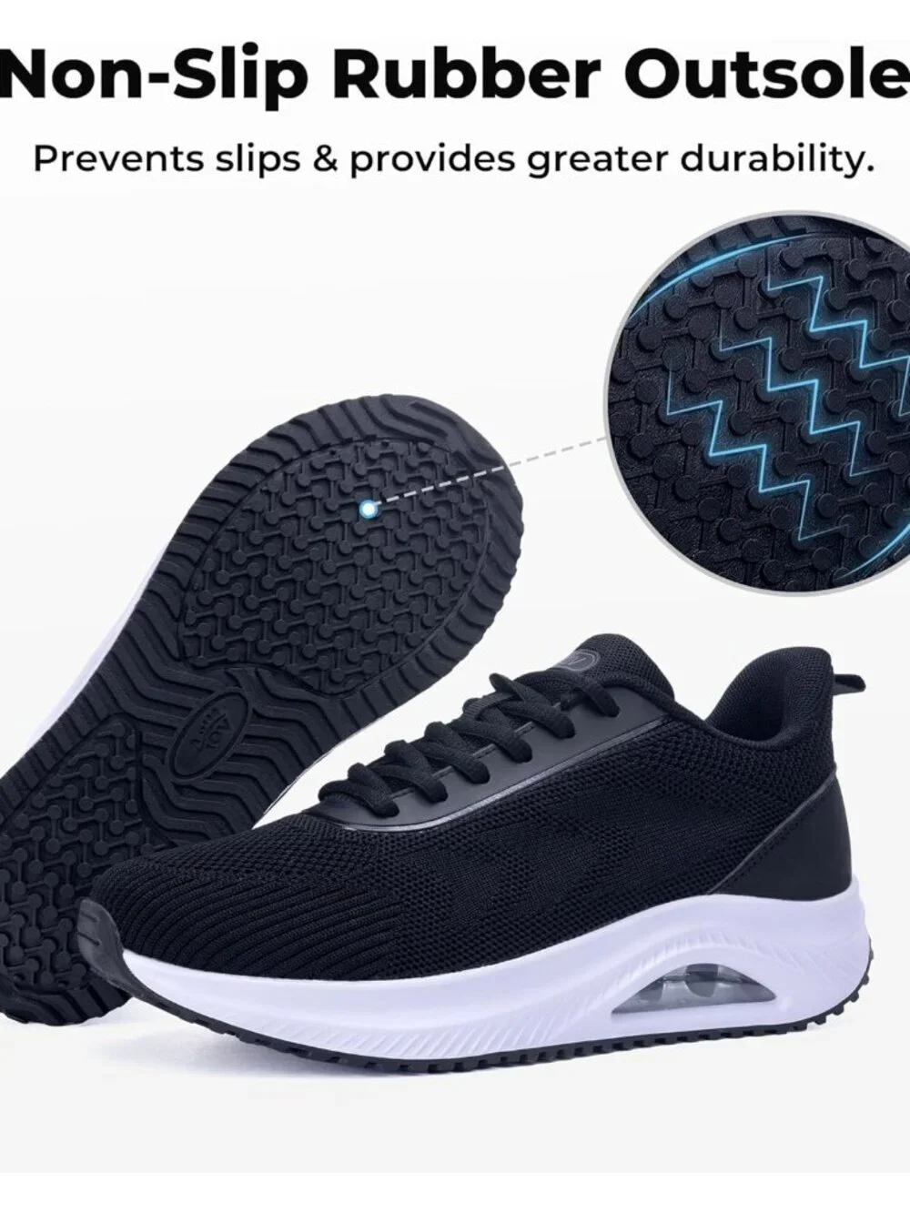 Women's Black Arch Support Walking Shoes Plantar Fascistic Sneakers